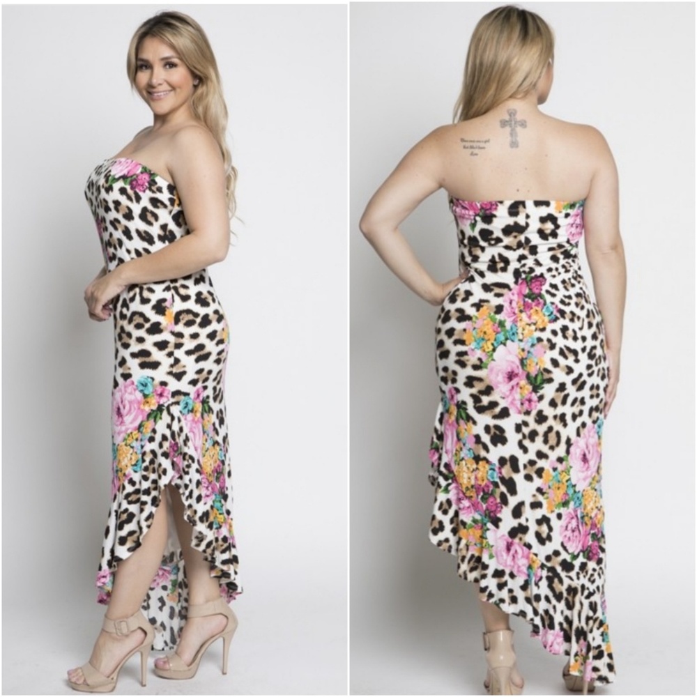 🌹HP🌹Leopard Floral Tube Maxi Dress. NWOT